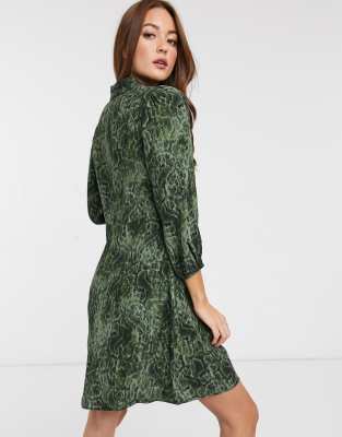 snake print shirt dress