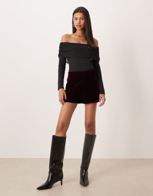 Mini-short en velours - Bordeaux-Rouge XL