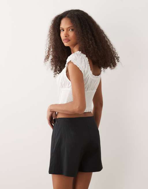 Mango – Mini-Skort aus Leinenmix in Grau, 3 von 5