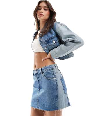 Mango - Minigonna blu in denim misto in coordinato - view 1