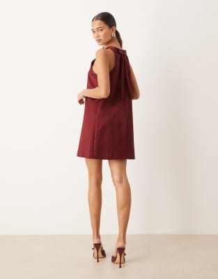 Mango - Minikleid in Burgunderrot mit Racer-Design