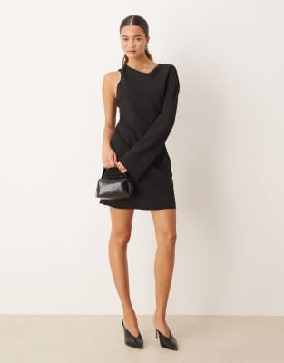 Mango - Minikleid in Schwarz mit One-Shoulder-Träger
