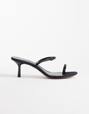 Mango Minimal Heeled Sandals With Buckles In Black