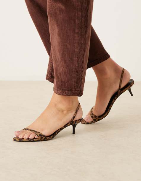 Mango minimal slingback heeled sandal in leopard print - view 1