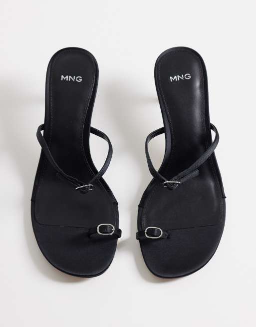 Mango – Minimalistische Absatzsandalen in Schwarz mit Schnallen, 2 von 4