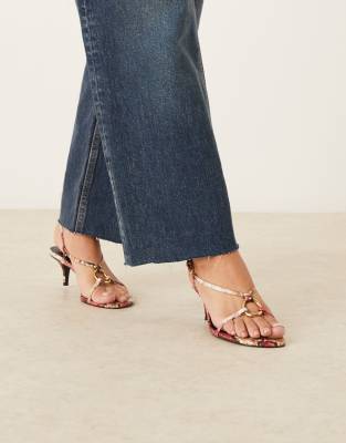 Mango - Minimalistische Riemchensandale mit Animalprint und Absatz-Brown