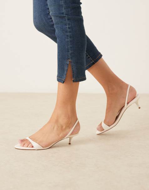 Mango - Minimalistiske slingback-sandaler med hæl i beige - view 1