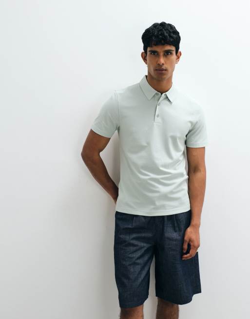 Mango – Mintgrön t-shirt i regular fit med pikékrage, 5 av 5