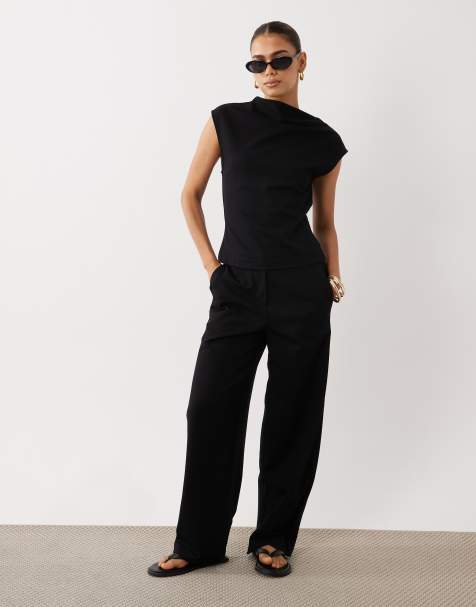 Mango Miro high neck sleeveless top & pants set in black - view 1