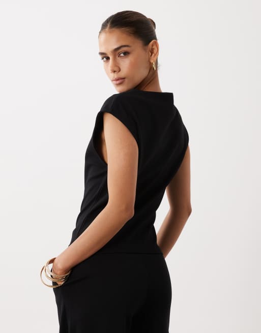 Mango - Miro - Top senza maniche accollato nero in coordinato, 4 di 4