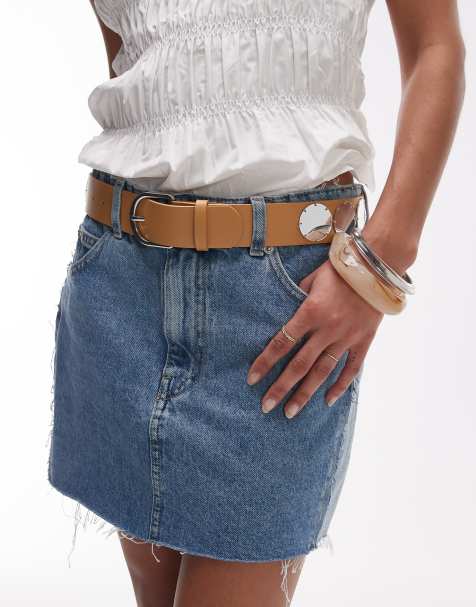 Mango mirror detailed belt in light beige - view 1