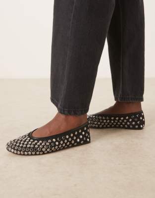  mirrored stud detail ballet flats 