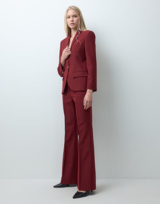Mango - Misi - Coordinato sartoriale color vino con blazer e pantaloni a zampa, 1 di 3