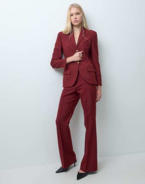 Mango Misi ensemble coordonné pantalon évasé ajusté couleur vin - view 1