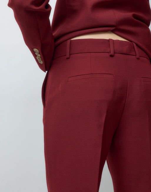 Mango Misi pantaloni svasati sartoriali coordinati color vino, 4 di 5
