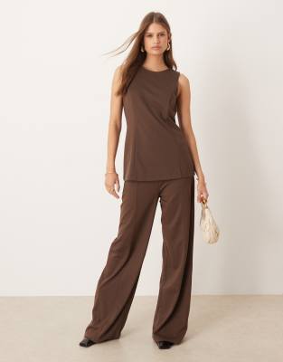 Mango - Misuri - Elegante Hose in Braun mit Falten vorne, Kombiteil-Brown