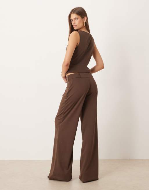 Mango Misuri pleat front tailored trouser co-ord in brown, 4 of 5