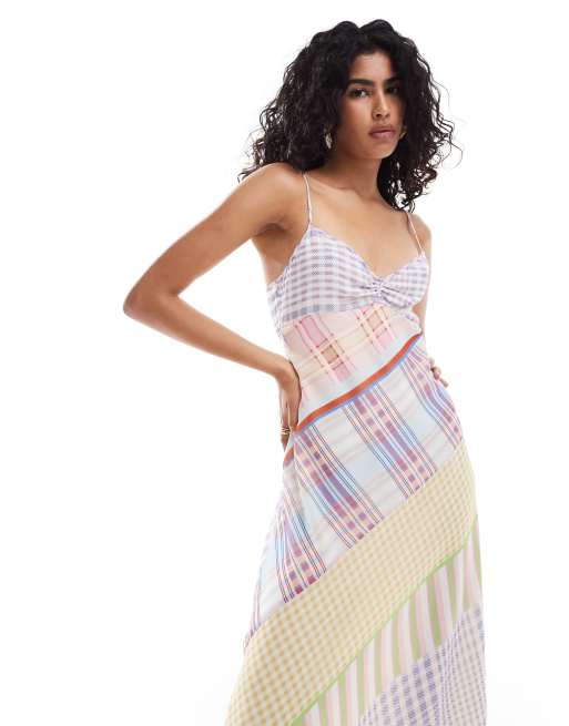 Belt Linen Dress Mango Check Belt Dress Mango Mixed Check Print