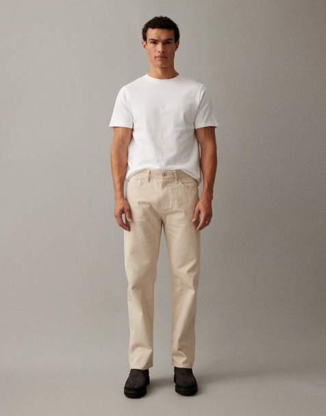 Mango Moby 100% cotton straight jean in cream - view 1