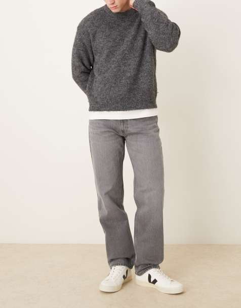 Mango – Moby – Grå, raka jeans i 100% bomull - view 1