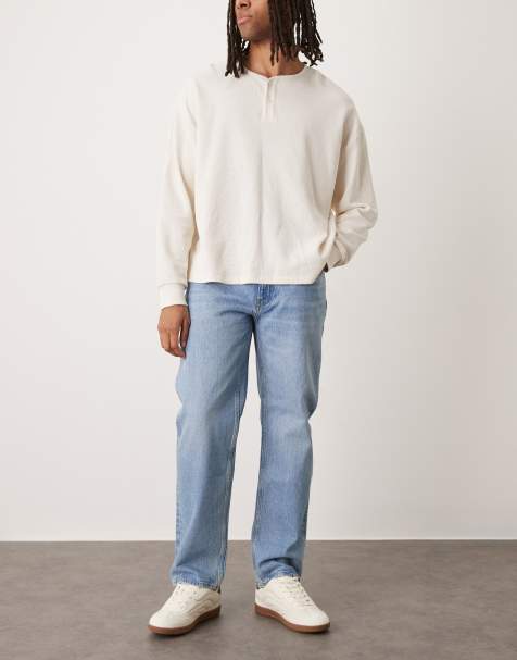 Mango Moby cotton straight jean in light blue