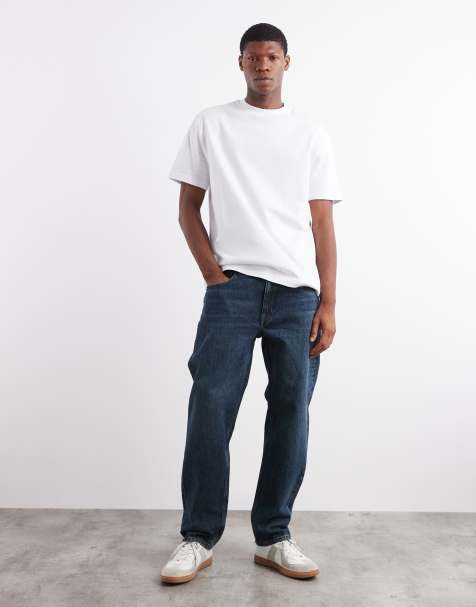 Mango - Moby - Rechte jeans van katoen in donkerblauw - view 1