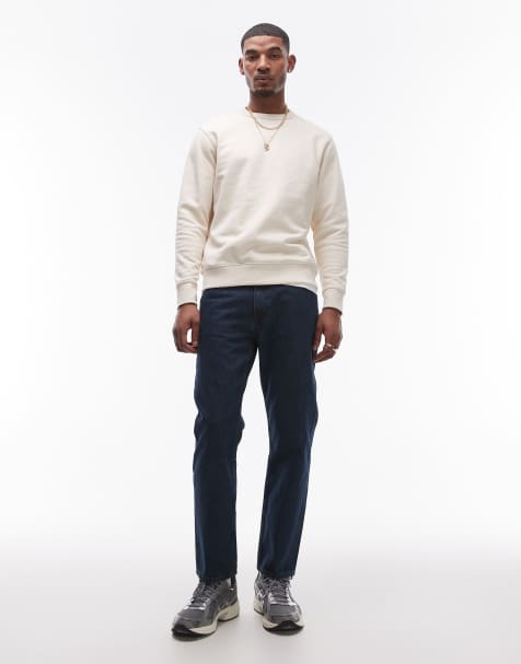 Mango Moby relaxed straight fit jeans in dark blue - view 1