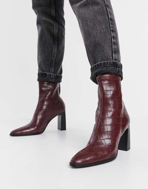 Mango - Moc - Bruna krokodilmönstrade boots med klack, 3 av 4
