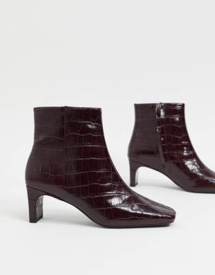 burgundy croc booties