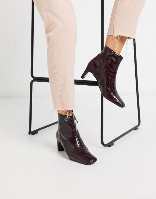 Burgundy kitten heel clearance boots