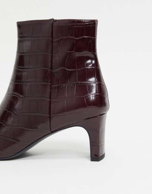 Burgundy kitten heel store boots