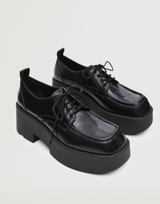 Mango - Mocassins chunky à talon et lacets - Noir