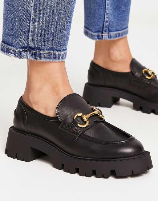 Mango Mocassins chunky en cuir Noir