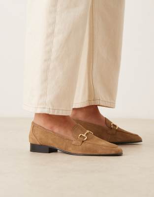 Mango - Mocassins en daim à mors - Caramel-Brown