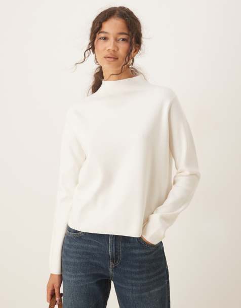 Mango mock neck jumper in white
