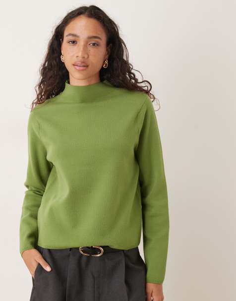 Mango mock neck sweater in green - view 1
