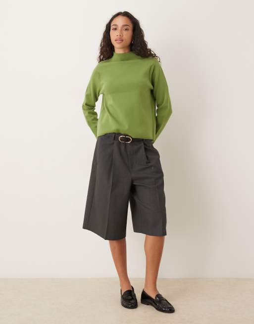Mango mock neck sweater in green