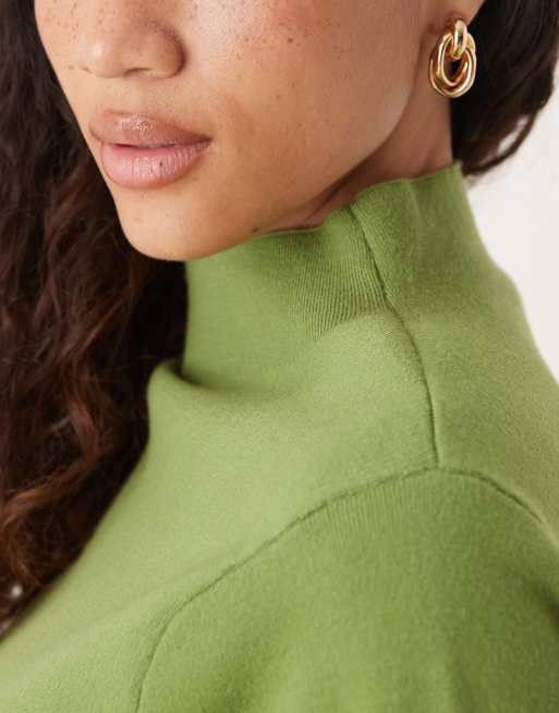 Mango mock neck sweater in green