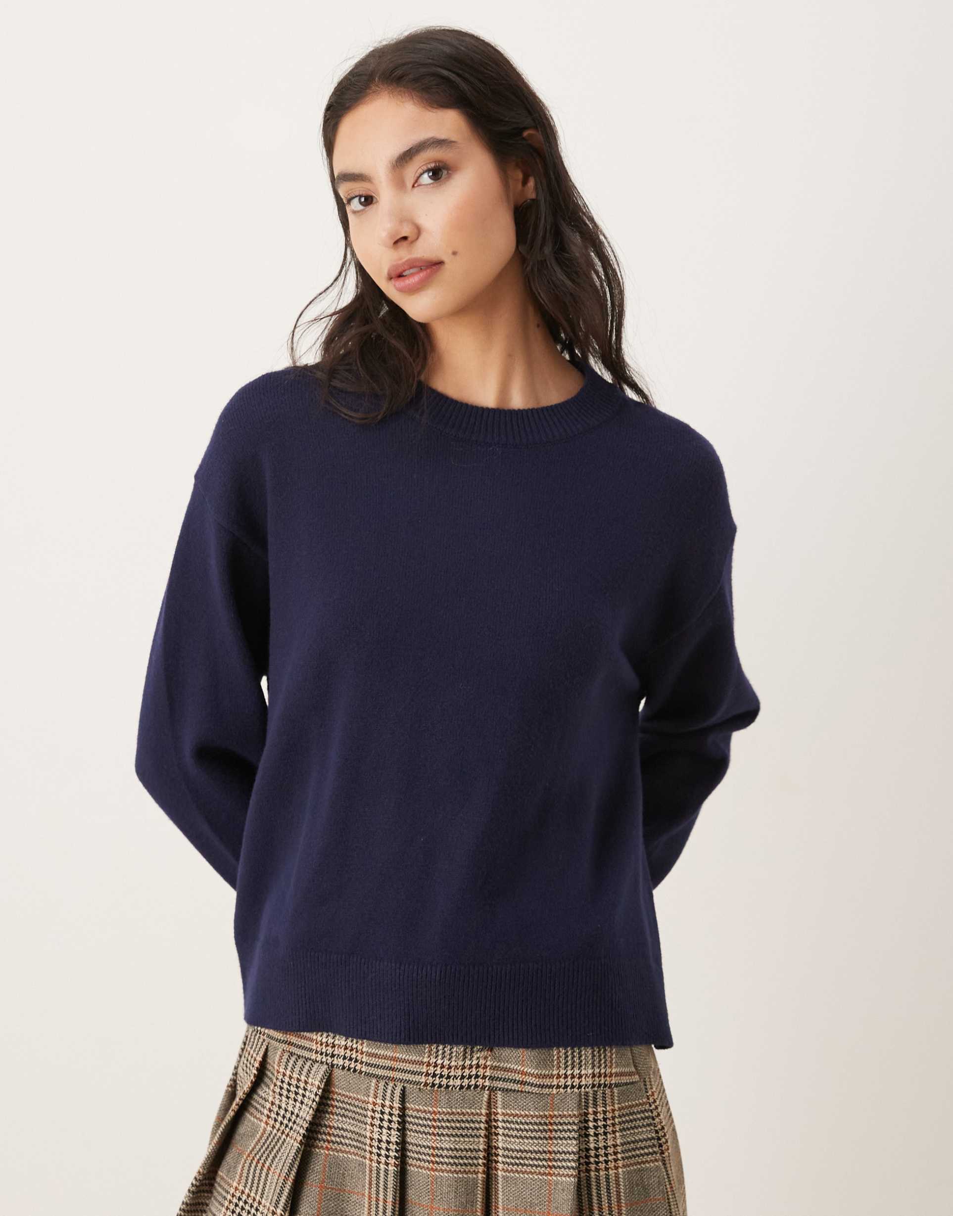 mango mock neck sweater in navy