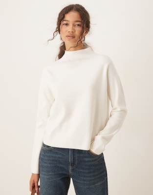 Mango Mock Neck Sweater In White