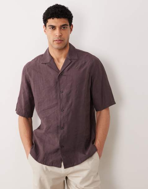 Mango modal mix jacquard texture floral shirt in burgundy - view 1