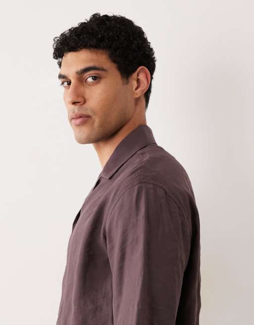Mango modal mix jacquard texture floral shirt in burgundy, 3 of 5