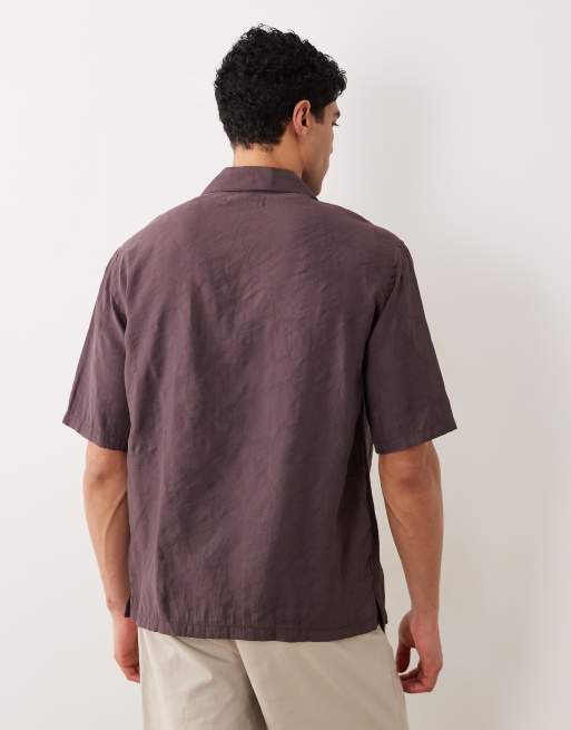 Mango modal mix jacquard texture floral shirt in burgundy, 4 of 5