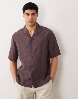 Mango modal mix jacquard textured floral shirt in burgundy