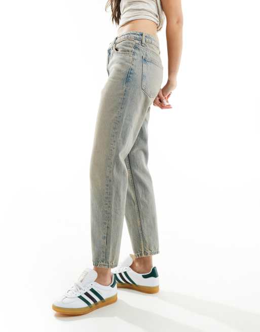 Mango - Mom jeans in blauw met vintage wassing