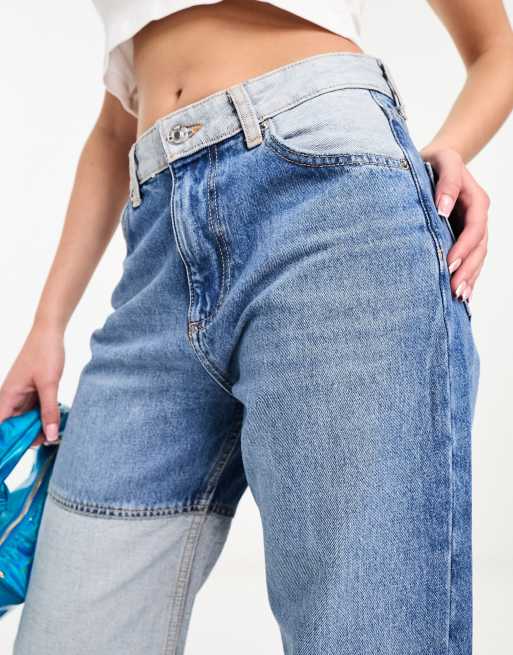 Mango – Mom-Jeans in Hellblau mit Farbblockdesign, 3 von 5