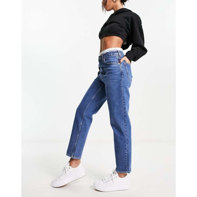 Mango mom fit jeans in washed blue