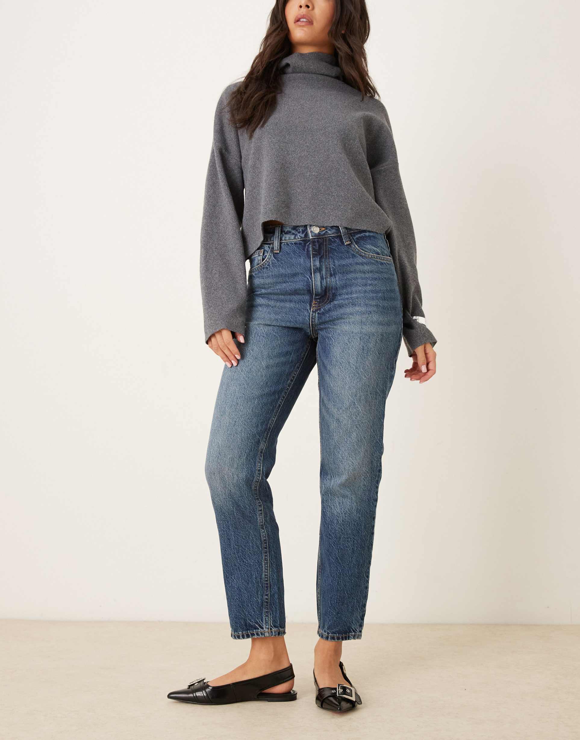 mango mom2000 jeans in mid blue