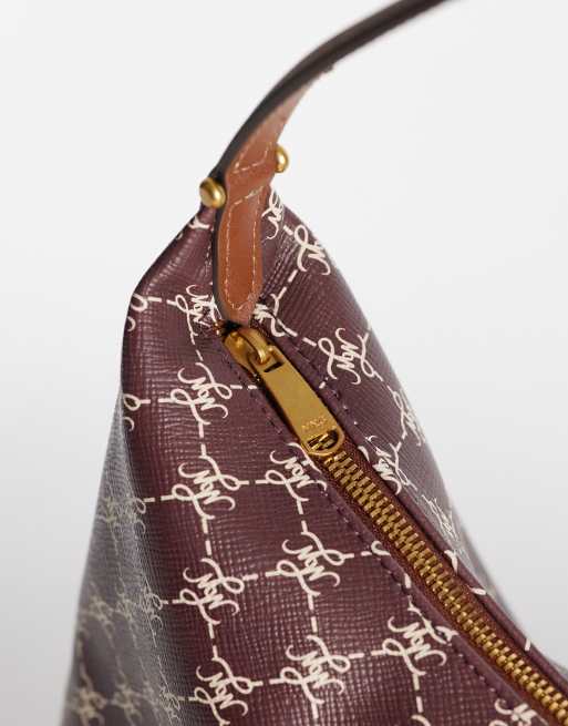 Mango monogram axelväska i burgundy, 3 av 4