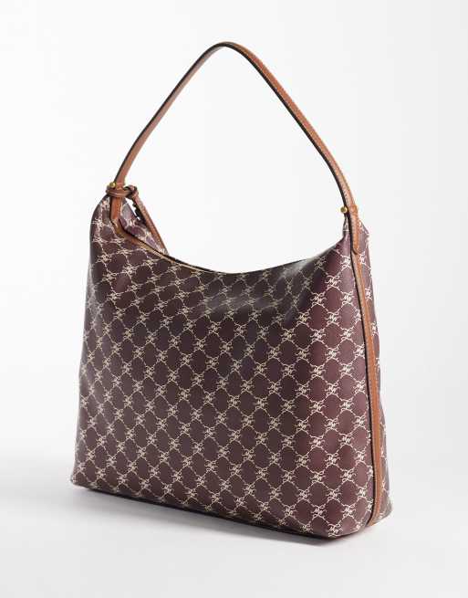 Mango monogram axelväska i burgundy, 4 av 4